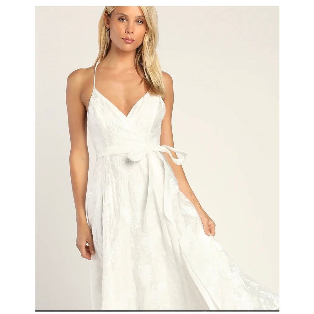 Lulu's White Spaghetti-Strap Maxi Dress
